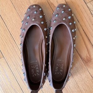 Naturalizer Brown Suede Studded Flats